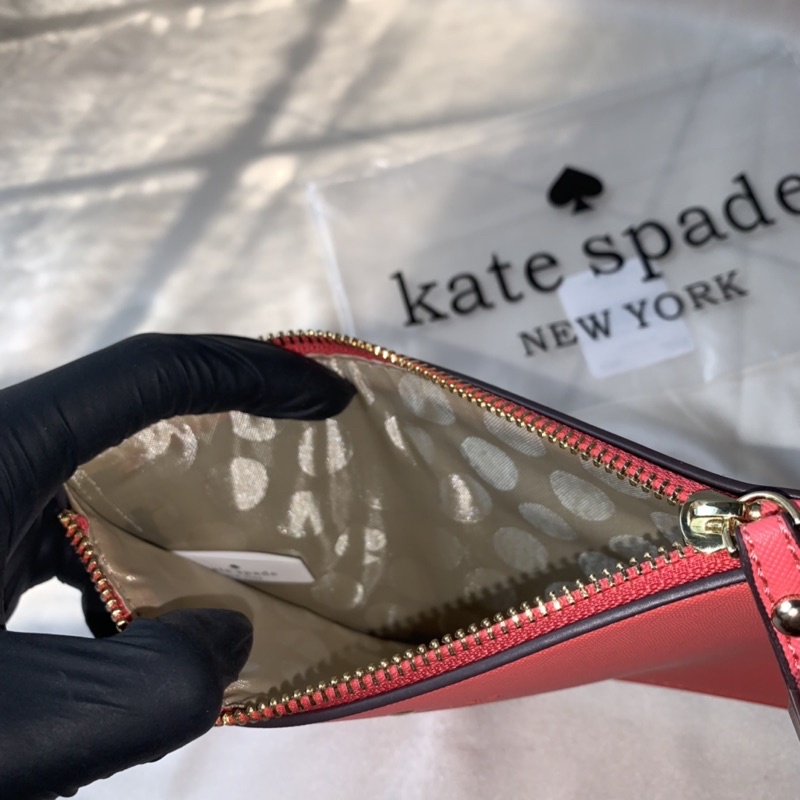 Kate Spade Slim Bee Wristlet / Pouch Black Orange