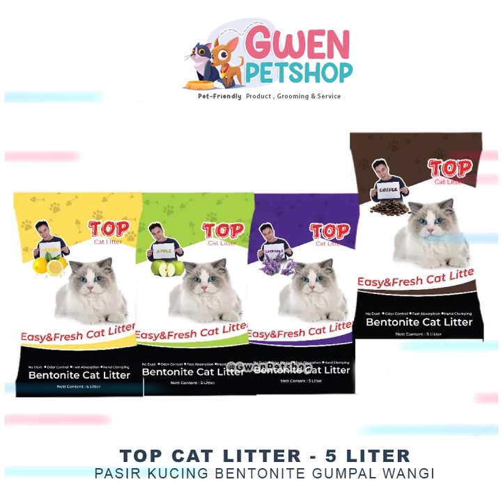 Pasir kucing gumpal wangi - TOP CAT LITTER - 5 LITER - 5 L