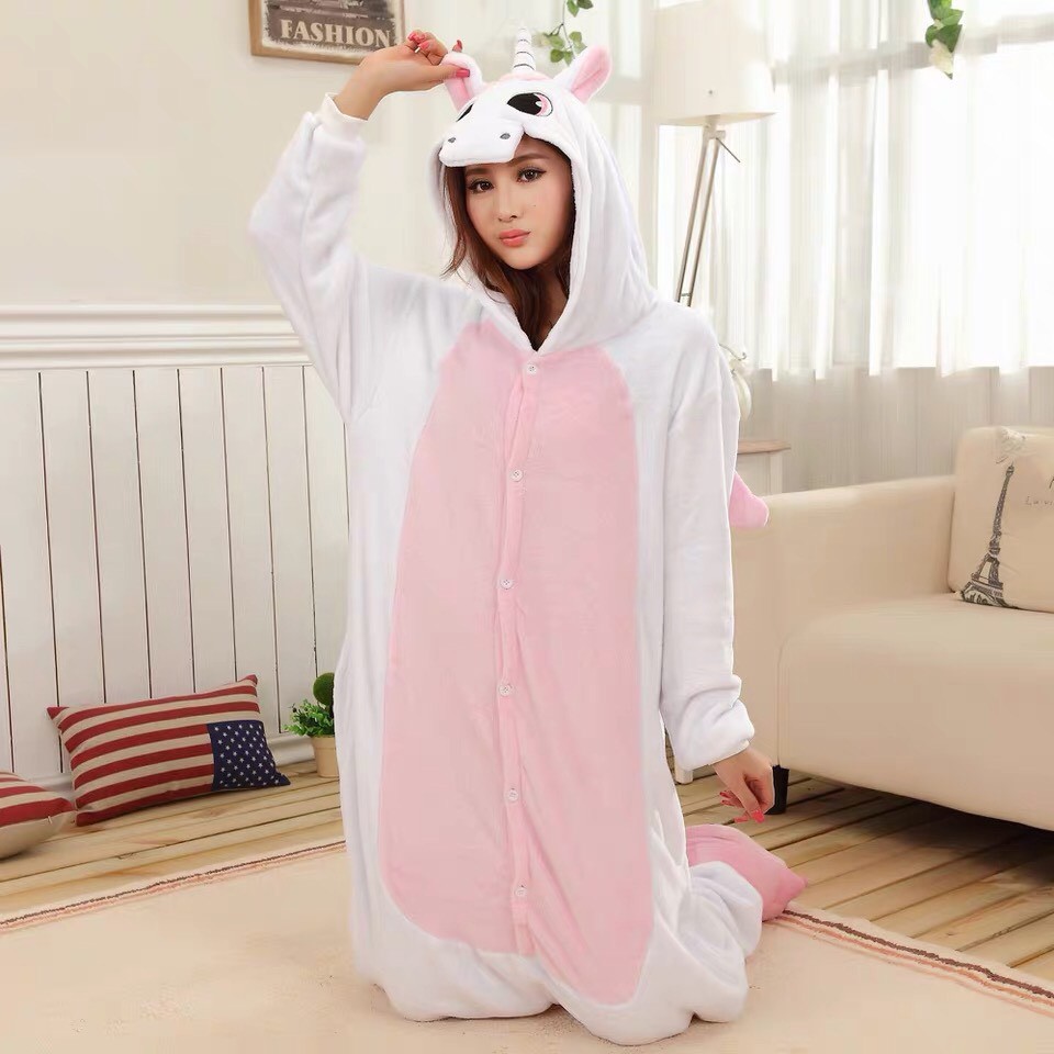 BAJU ONESIE UNICORN WHITE PINK PIYAMA KOSTUM COSPLAY