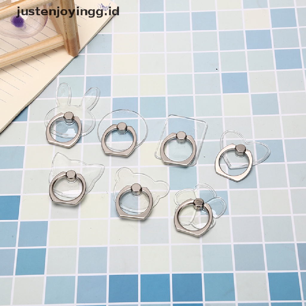 // justenjoyingg.id // 1pc cute transparent phone finger grip rotating ring stand holder accessories ~