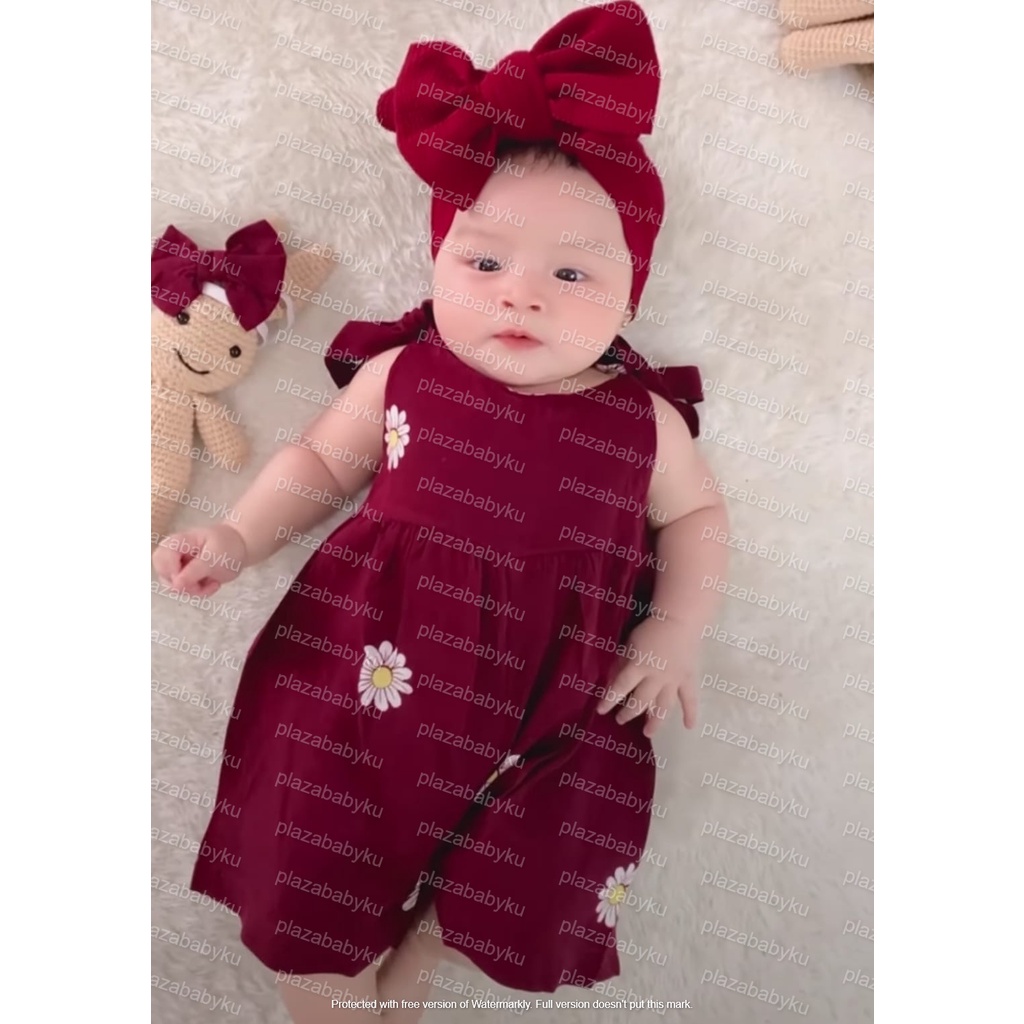 PROMO 7.7 plazababyku JUMPSUIT HANA setelan anak perempuan jumper bayi motif bunga lucu free headband BUBIBEE
