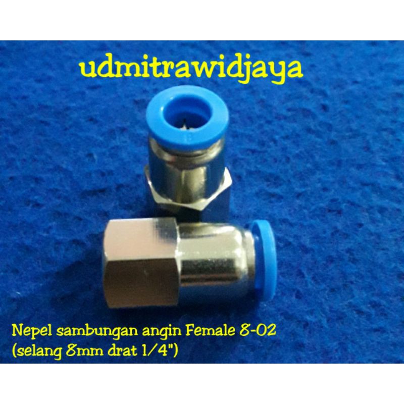 Nepel sambungan selang angin MPCF 8-02 / fitting pneumatic female 8mm drat 1/4 inc SPCF 08-02 murah