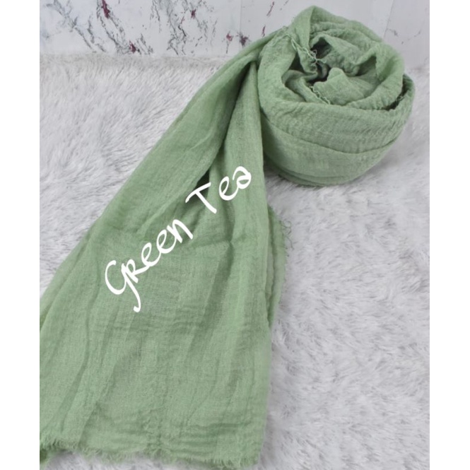 [COD] PASHMINA CRINKLE / CRINGKLE KUSUT /CRINGKLE RAWIS / HIJAB SHAWL PREMIUM RAWIS negro-PASHMINA-Green Tea