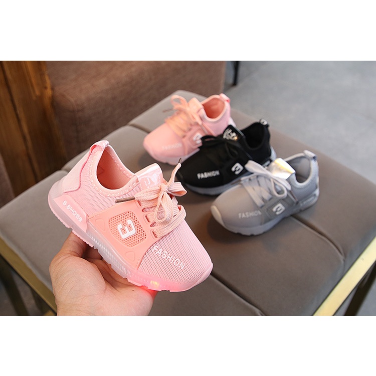 Sepatu Anak Laki Laki - Sepatu Anak Perempuan Sepatu Sport Anak LED MOTIF 011 Casual Import