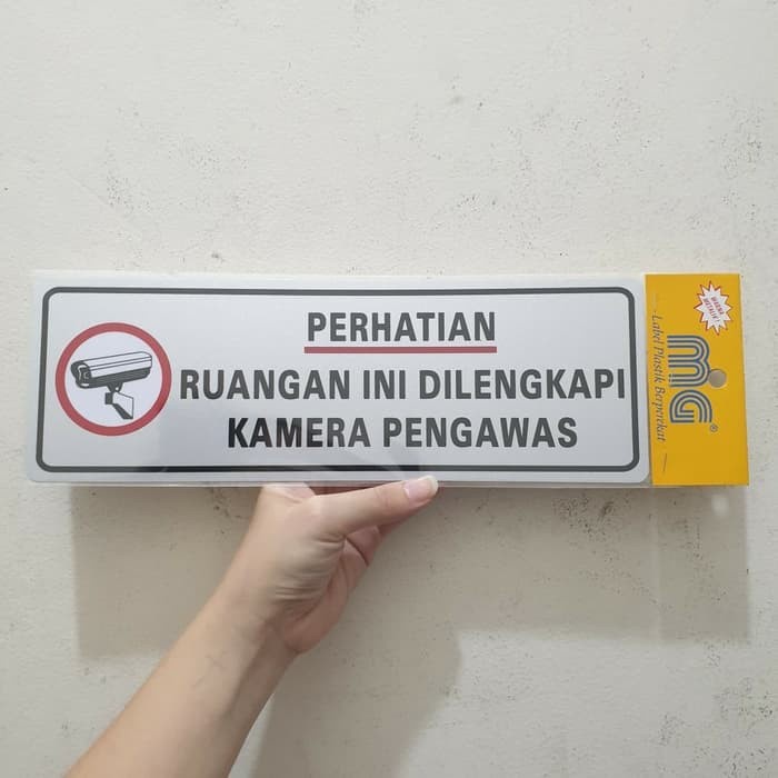 

Signboard Signage PVC Stiker Tulisan Perhatian Ruangan ini dilengkapi kamera pengawas