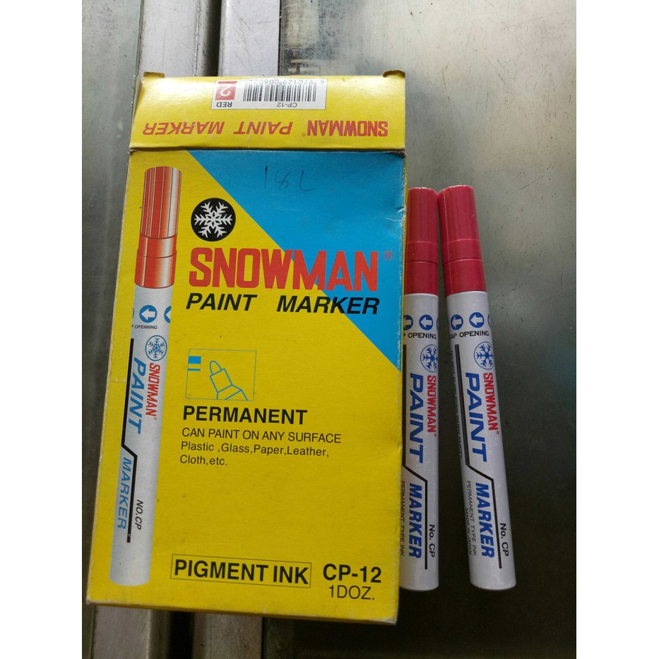 

snowman paint marker merah, kuning, hitam, putih asli COD bisa