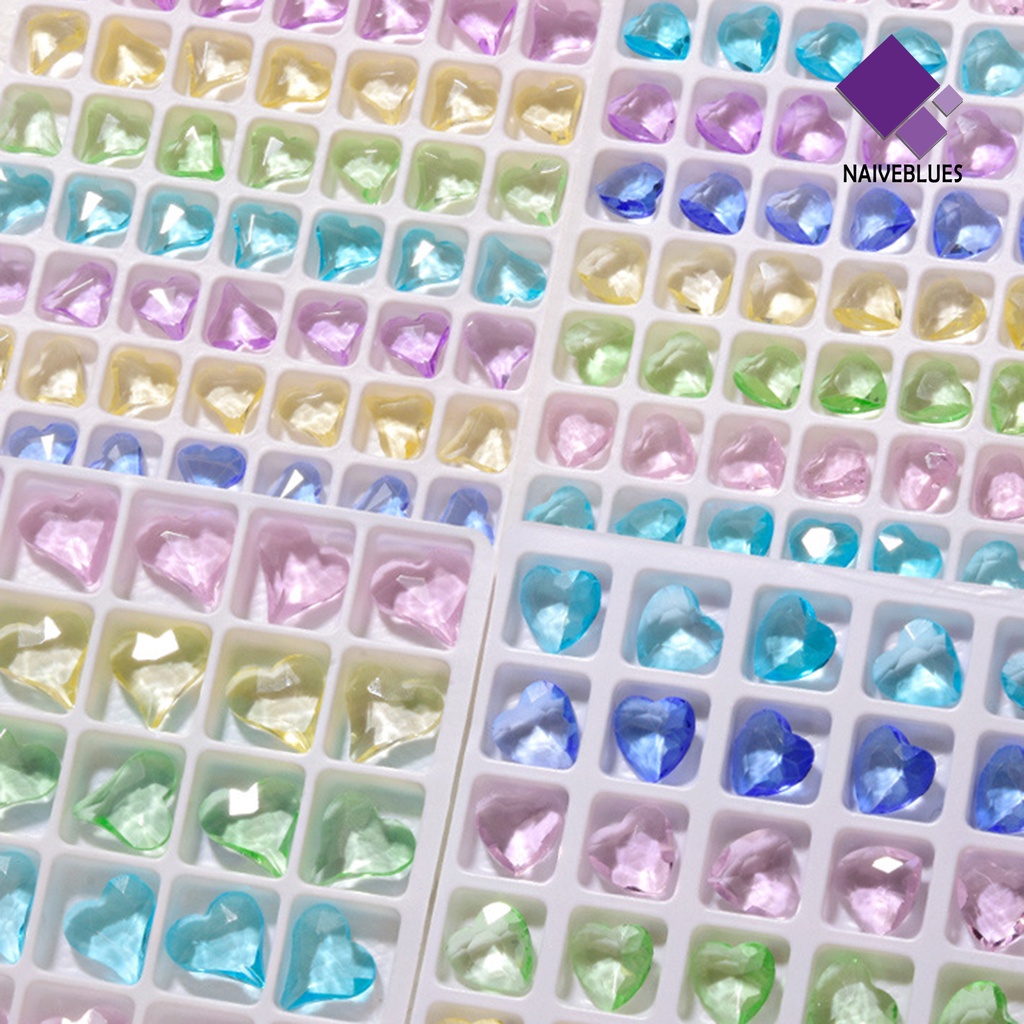 Naiveblue &gt; 10Pcs / Set Charms Berlian Imitasi Bentuk Hati Transparan Untuk Dekorasi Nail Art 3D