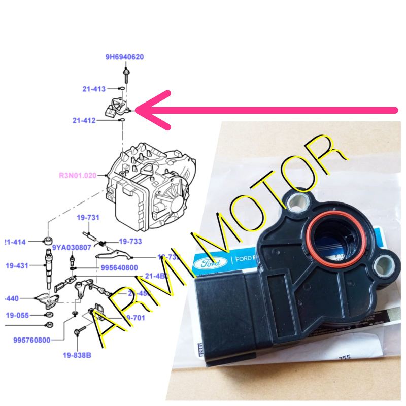 Sensor Transmisi TR Sensor Ford Escape 2.300 cc Genuine Ford FB0221444B SWITCH INHIBITOR