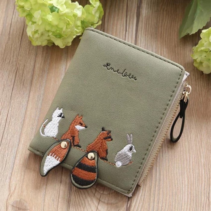 Dompet Wanita Kecil Cewek wallet Karakter Motif Cute Lucu Unik Impor J11FX GREEN Dompet Wanita Best 