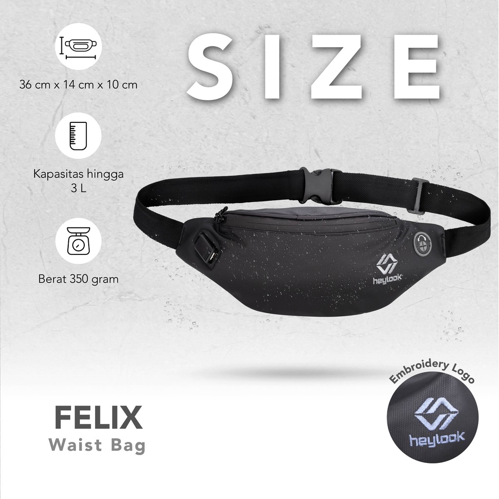 HEYLOOK Project - Waist Bag LUCIO Waterproof Tas Selempang Pria Slingbag USB Connector Anti Sobek Anti Maling Anti Air Sling Bag Cowok Distro Tas Pinggang Terbaru