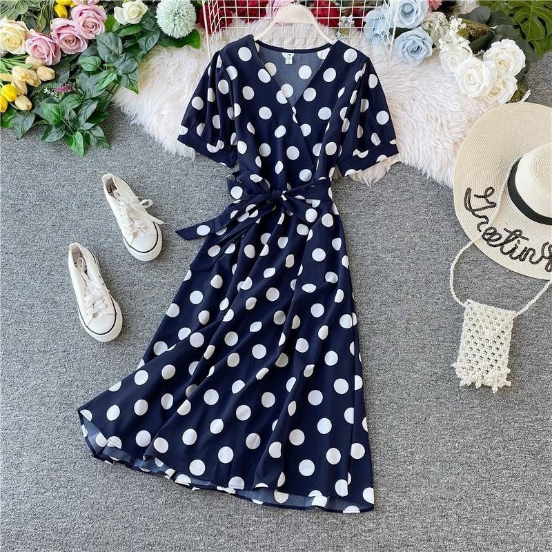 MFDRS DRESS MFONDELITA / dress polkadot wanita lengan pendek ala korea remaja terbaru gereja natal