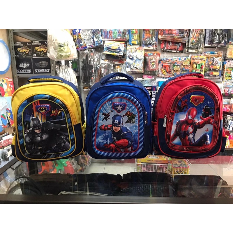 TAS SEKOLAH ANAK COWOK TK SD BATMAN SPIDERMAN CAPTAIN AMERICA IMPORT