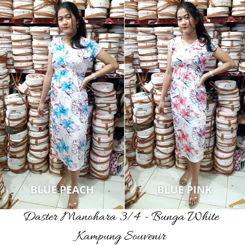 DASTER BALI DASTER MANOHARA 3/4 BUNGA WHITE | Shopee Indonesia