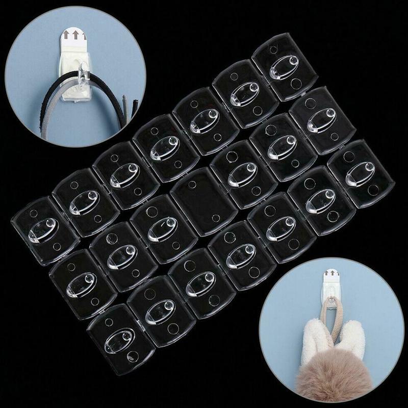 6/20Pcs Transparent Strong Adhesive  Hooks / Bathroom Kitchen Towel Removable Key Hanger Hooks