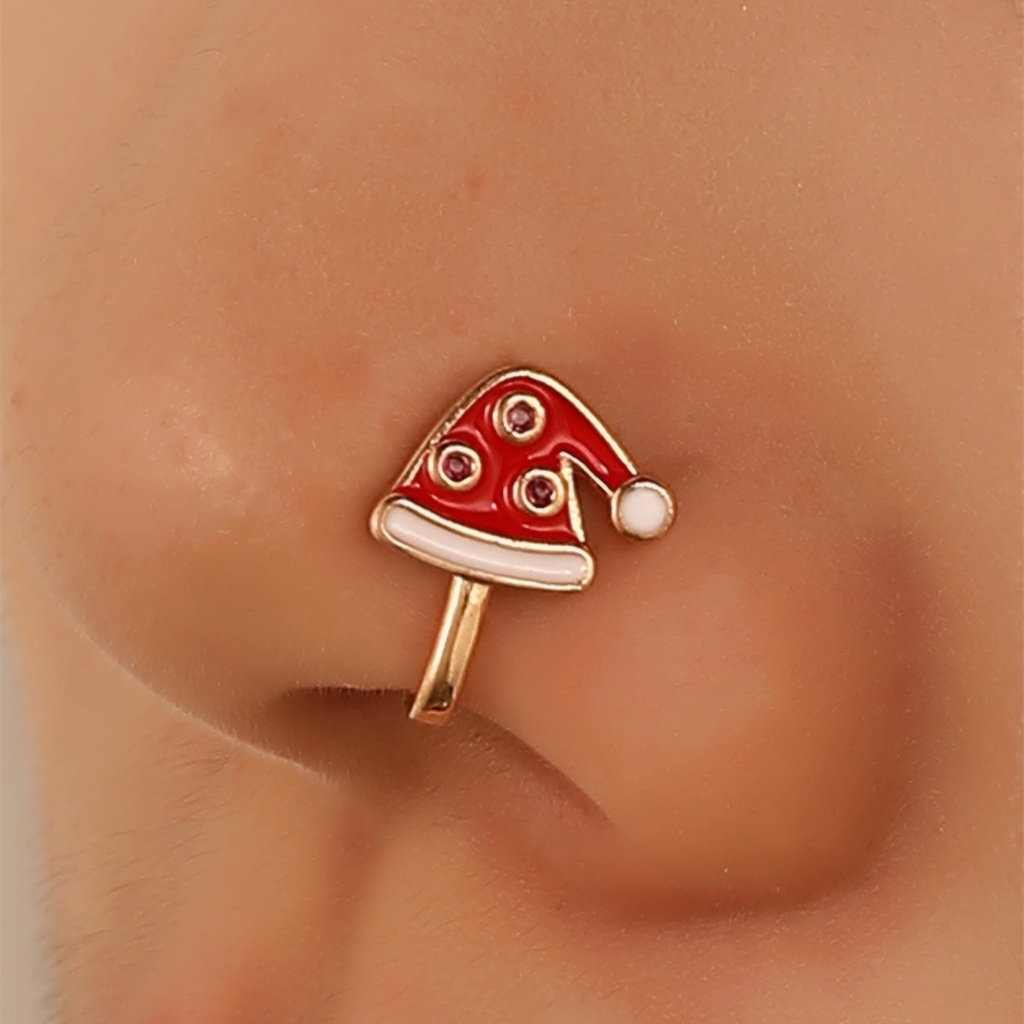 Cincin Tindik Hidung Bentuk U Desain Natal Untuk Wanita