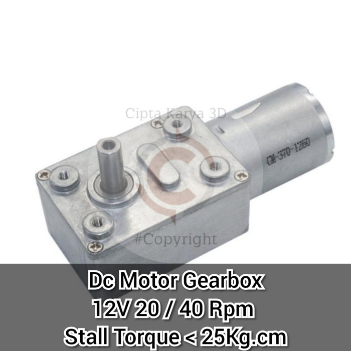 Reduction Motor Worm Turbo Geared Gearbox Reducer DC 12V 20Rpm 40Rpm