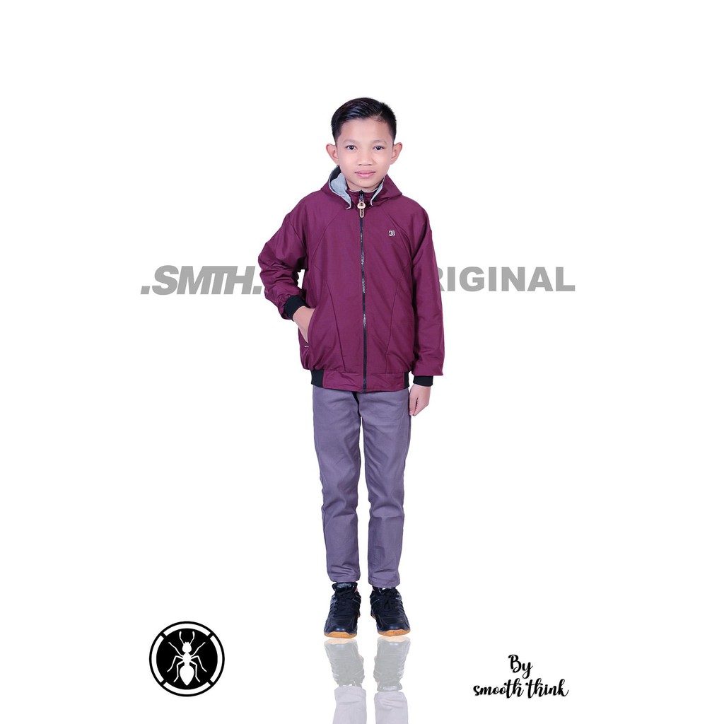 ORIGINAL JAKET ANAK  / JAKET BOLAK BALIK ANAK / JAKET PARASUT 2IN1 ANAK CEWE COWO HITAM DALAM ABU REALPICT
