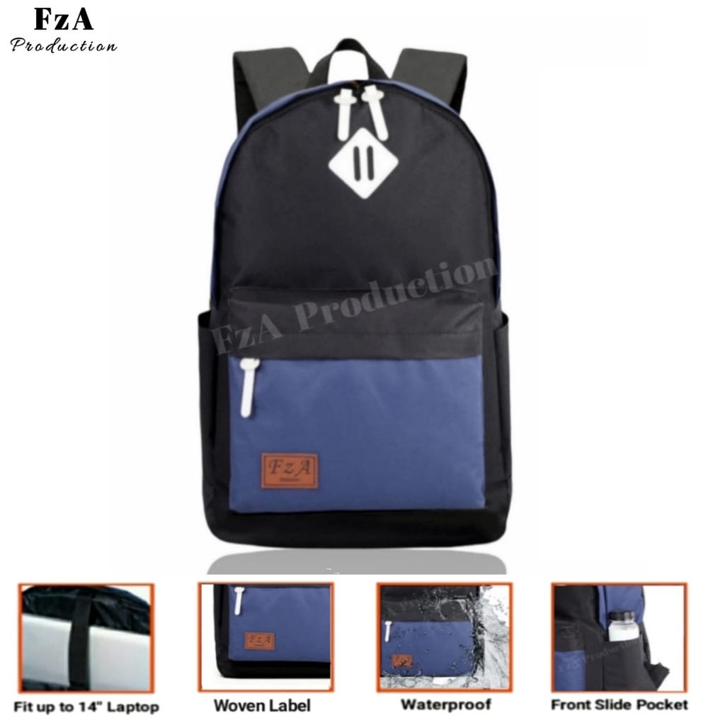 Tas Ransel Gendong Laptop Distro Sekolah Kuliah Pria Wanita Black Murah Original GRATIS Jam Tangan Dan Slempang