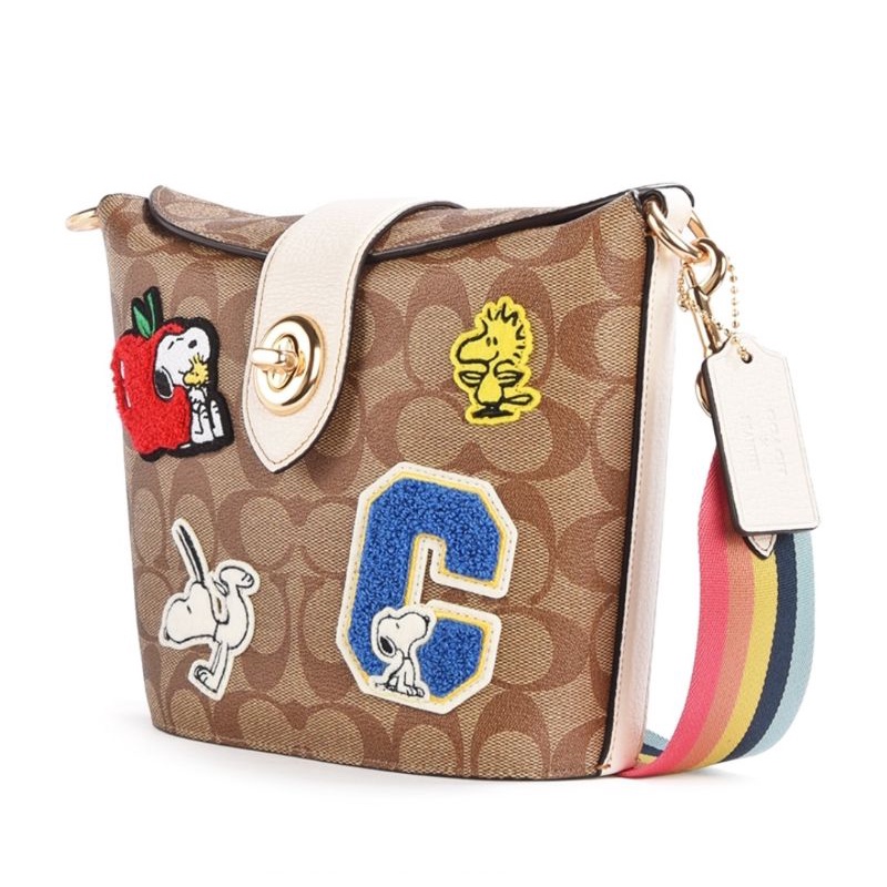 Coach X Peanuts Addie Crossbody In Signature Canvas With Varsity Patches(C4113)