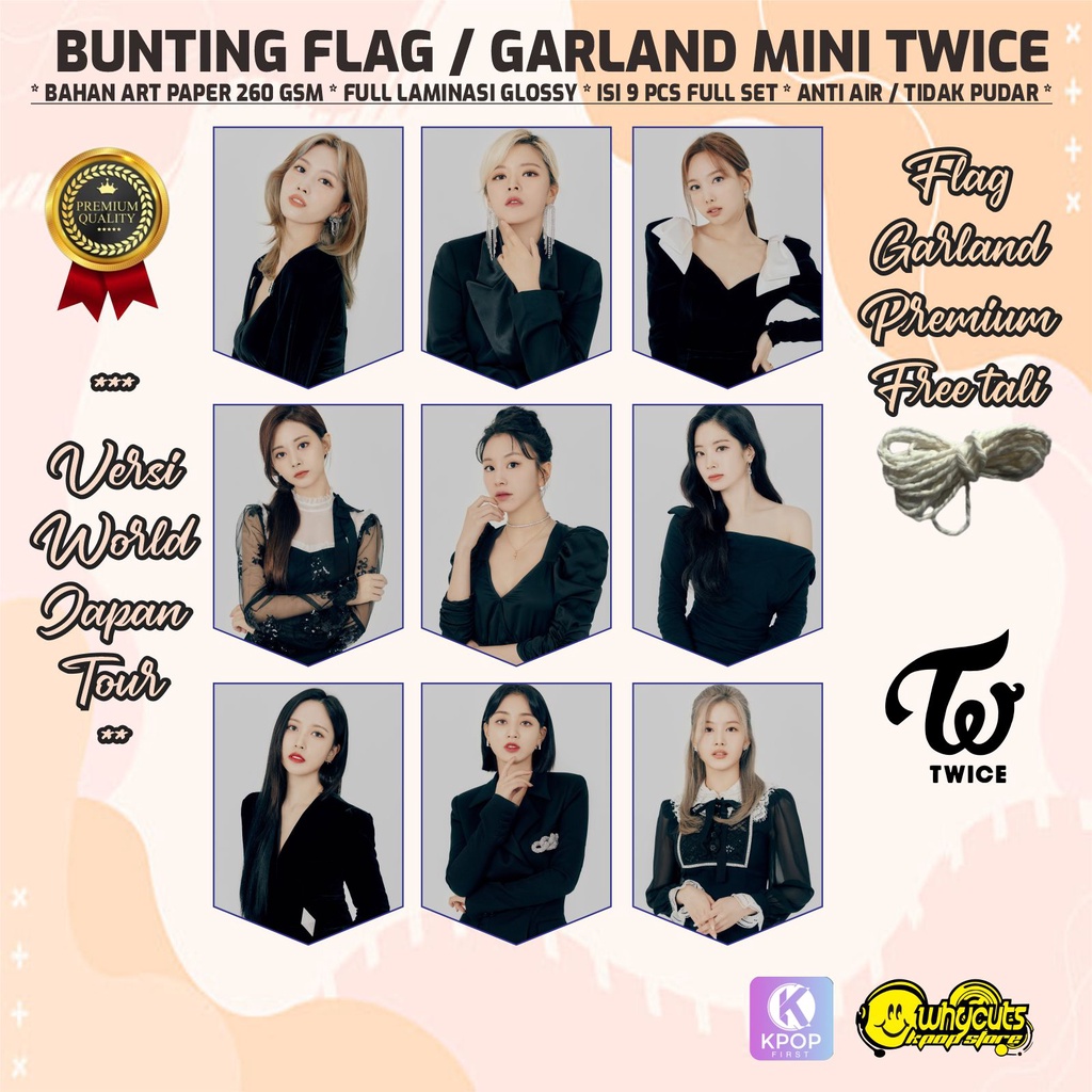 BUNTING FLAG / GARLAND MINI PREMIUM TWICE / PRINT 1 SISI FULL LAMINASI ANTI AIR