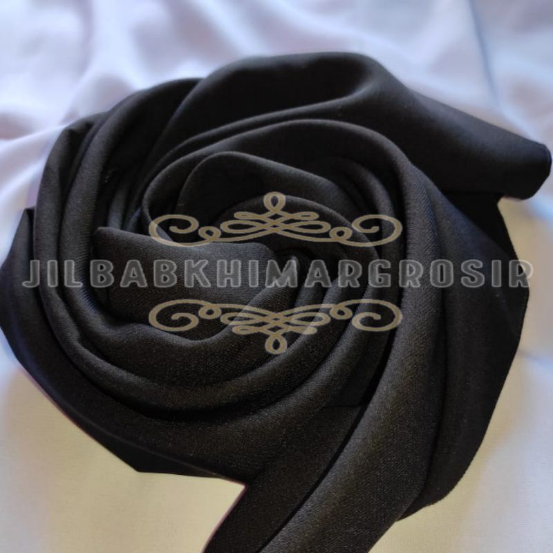 UK 200x75 Pashmina Jumbo Wolfis Italiano Ala Sabyan Malay Crepe Stretch Polos-Hitam