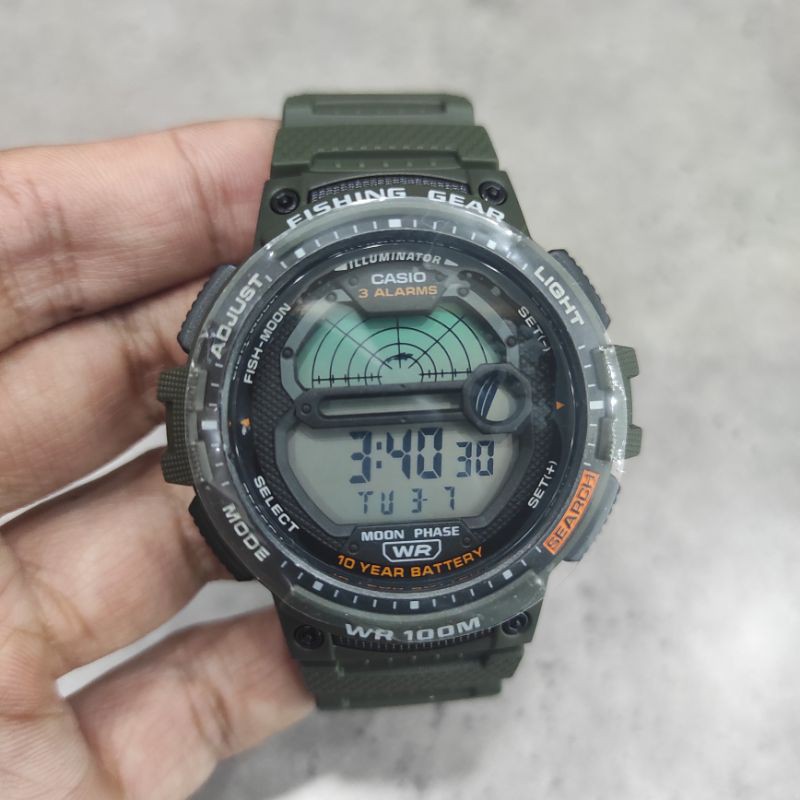 JAM TANGAN CASIO WS-1200H-3AVDF NEW CASIO FISHING GEAR ORIGINAL