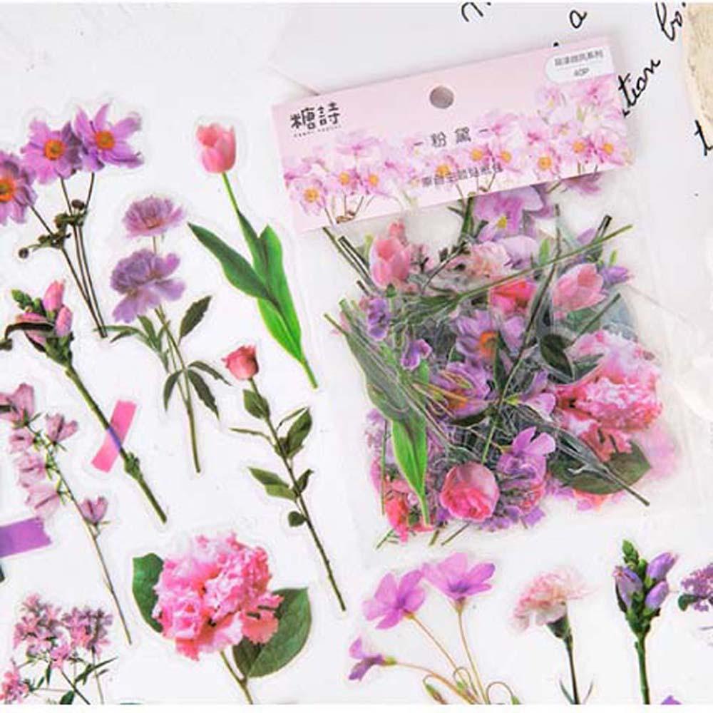 Lanfy Stiker Dekoratif Kreatif Album Indah Decal Flower Label Diary Floral Dekorasi Kertas