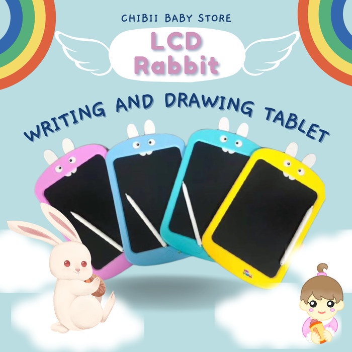 PAPAN TULIS TABLET DIGITAL ANAK IPAD LCD WRITING DRAWING BOARD LAYAR 8 - LCD RABBIT