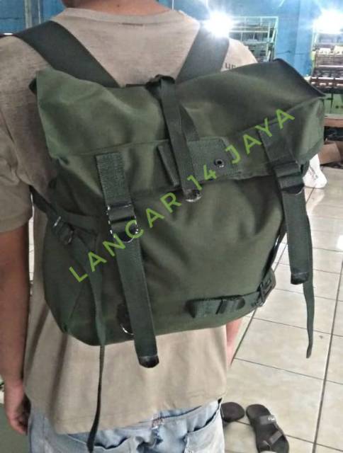 TAS TEMPUR 2 in 1 RANSEL + SELEMPANG TNI Militer Tentara Army M 1945 - Hijau Army