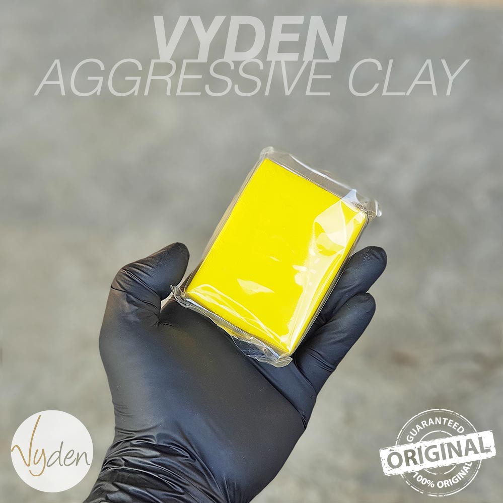 VYDEN YELLOW AGGRESSIVE CLAY BAR 100gr GRATIS BOX Heavy Duty Hapus Overspray Aspal Cat Kasar MURAH