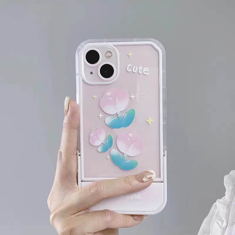 Soft Case TPU Transparan Shockproof Dengan Bracket Untuk iPhone 13 12 11 Pro X XR XS Max SE 2020 6 6S 7 8 Plus