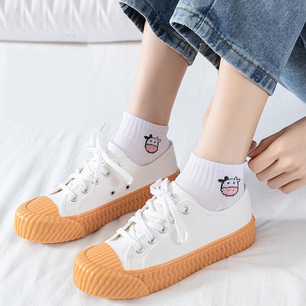 BRGUNIK Kaos Kaki Fashion Unisex Motif Sapi Lucu Wanita Pria Murah Import R596