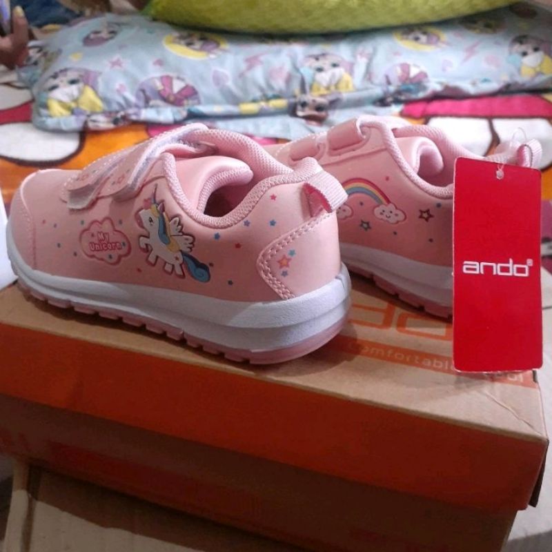 Sepatu sekolah anak perempuan cantik ando sneaker karakter minicorn Elina25-32  PAUD TK SD