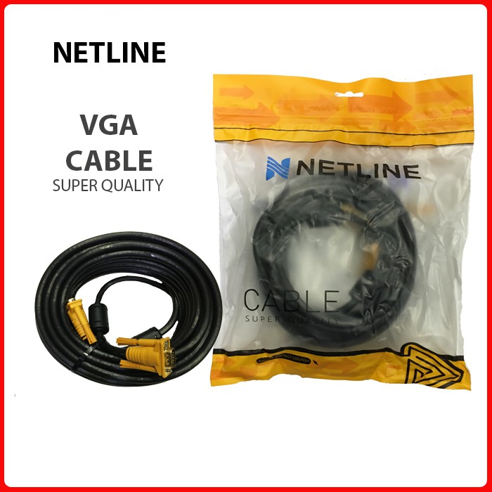 Kabel VGA 10M NETLINE Gold Plated M-M High Quality