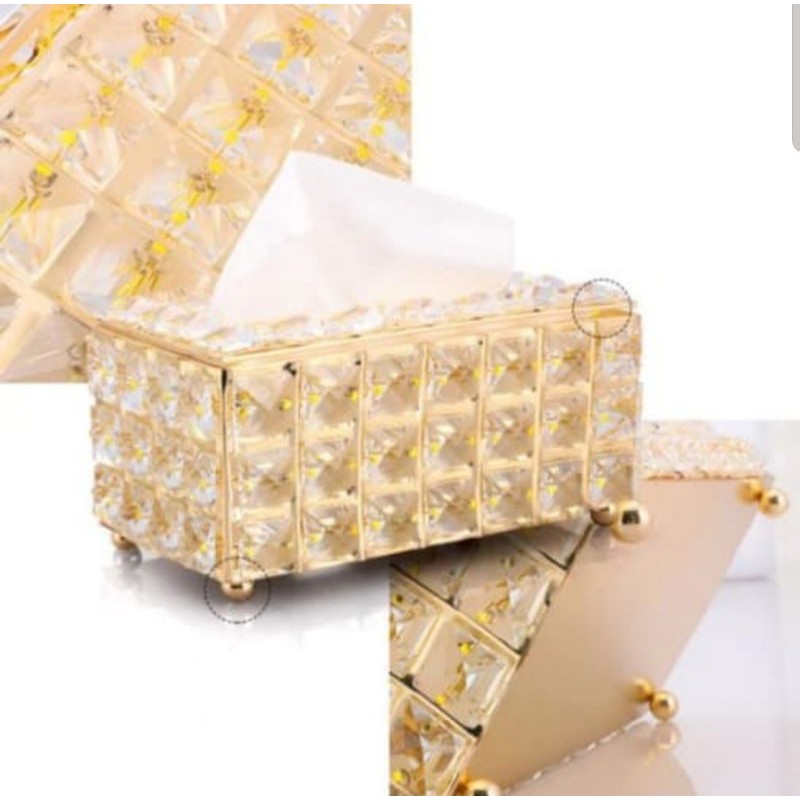 Tempat Tisu Kristal Kotak Tissue Eropa box gold crystal Mewah glamour