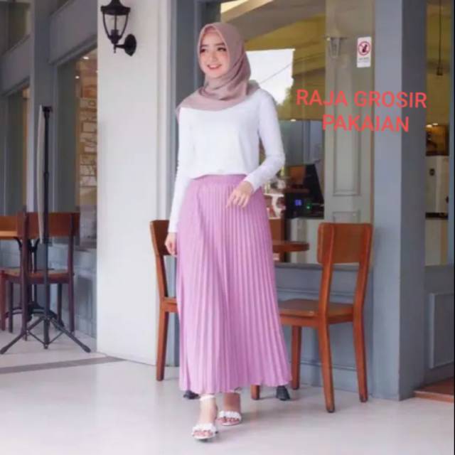 Rok Plisket Murah / Rok Prisket Pleated Sale Polos Rempel