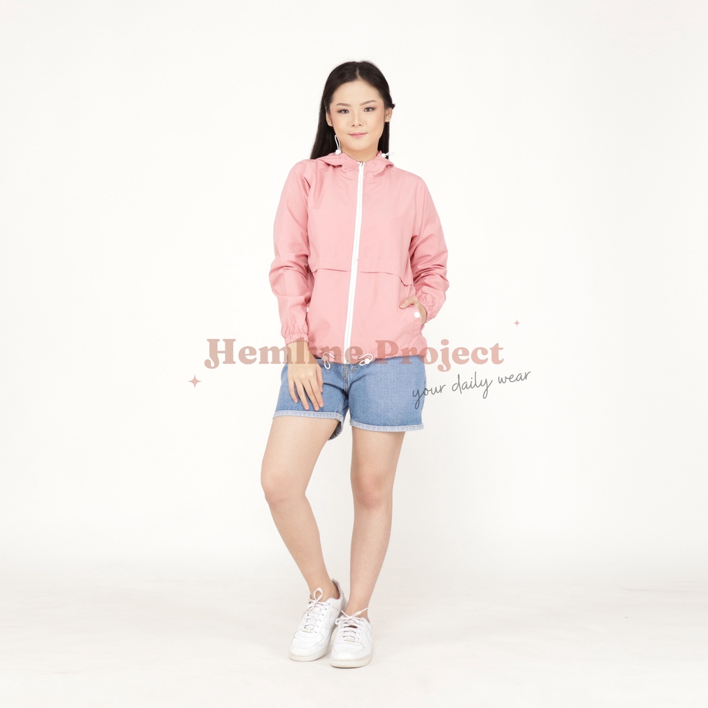 Elmyra Pastel Pink - Jaket Parasut Hoodie Wanita