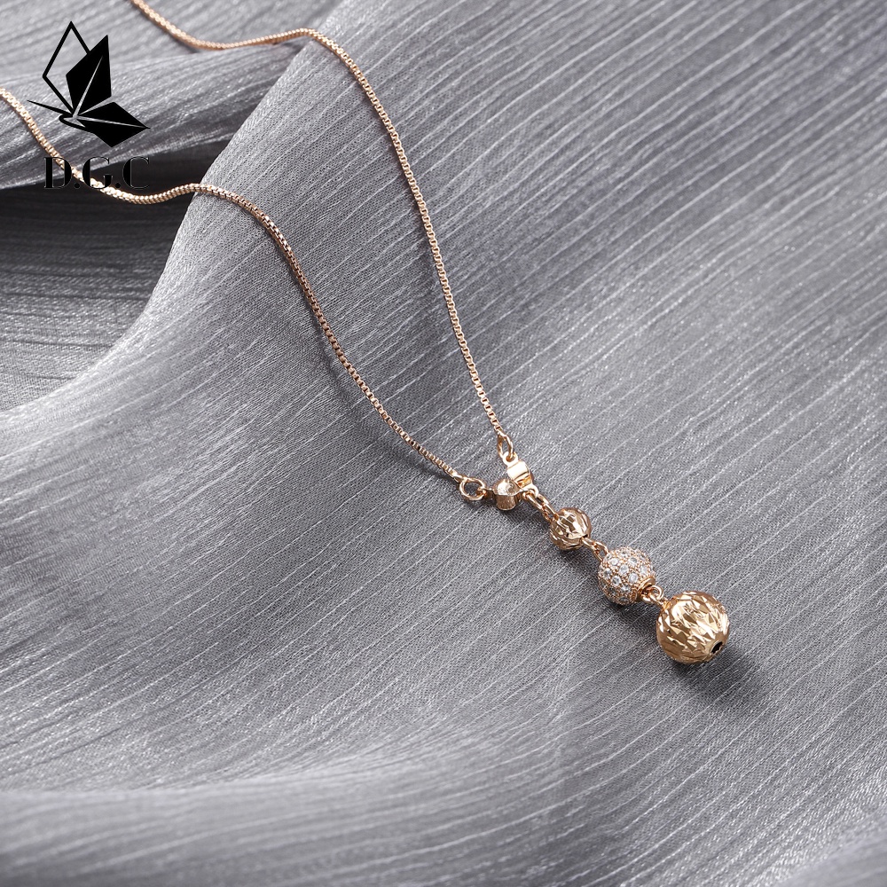 ✨COD Kalung Titanium Wanita Emas Muda Model Korea Murah Anti Karat Panjang Asli Permata Perhiasan Lapis D118
