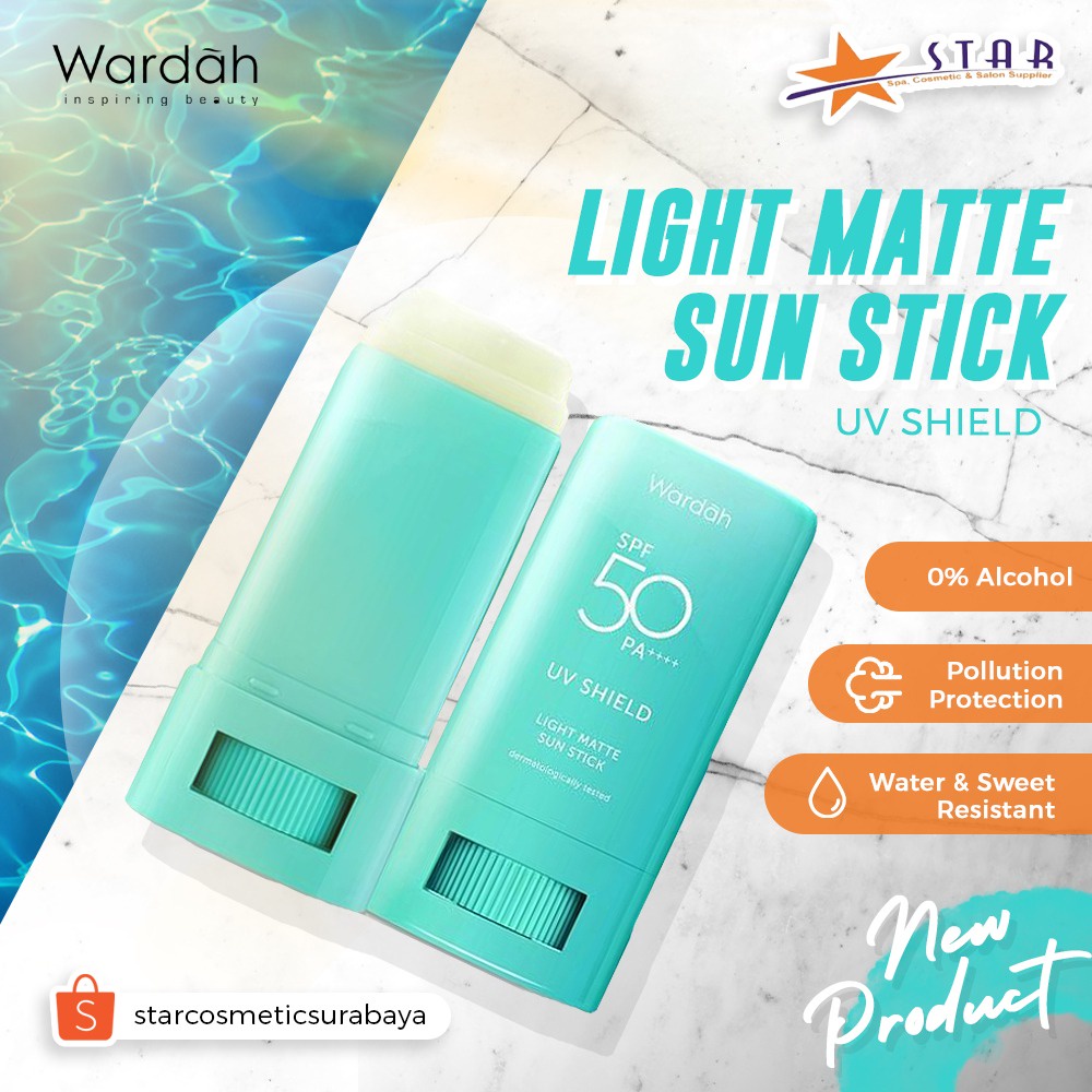 ✨STAR✨ BARU! Wardah UV Shield Light Matte Sun Stick SPF 50 PA++++ 22ml (HIJAU) | Sun Screen/Sun Stik/Sun Block/Tabir Surya/Pelindung Matahari/Sun Protection/Battle