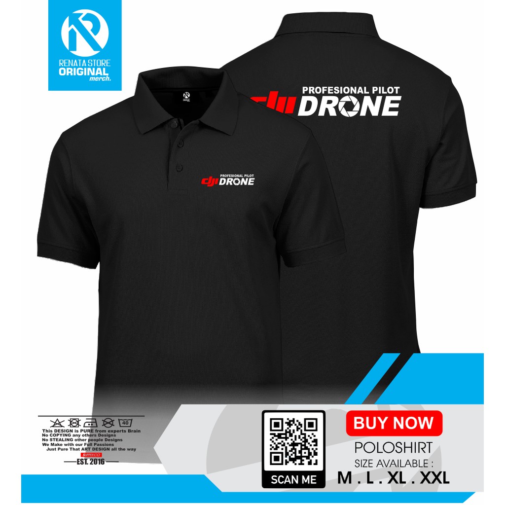 Poloshirt Polo Kaos Baju Kerah DJI DRONE PROFESIONAL PILOT -RENATA.STORE