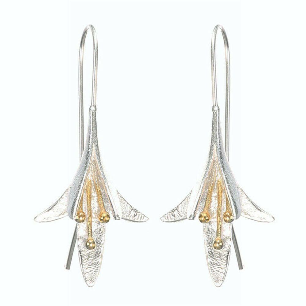 Preva Retak Shell Kelopak Bunga Anting Pesta Fashion Wanita925 Perak Vintage Drop Earrings