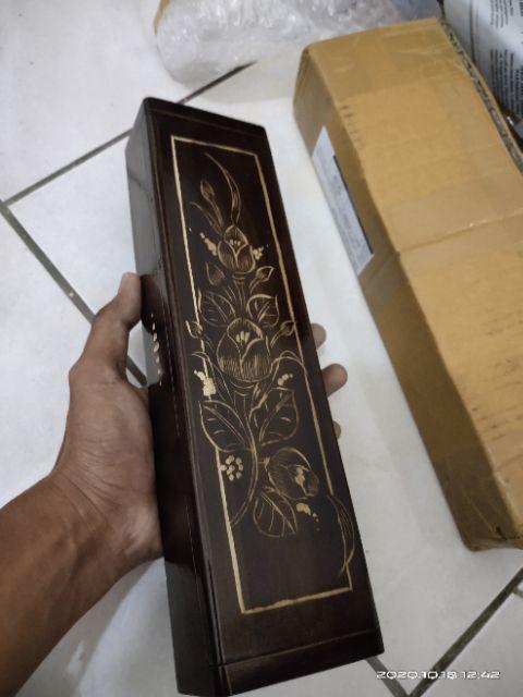 Kotak Box Kayu Jati Ukir Cukit Tempat Penyimpanan Pensil Perhiasan Pusaka Unik Dan Antik