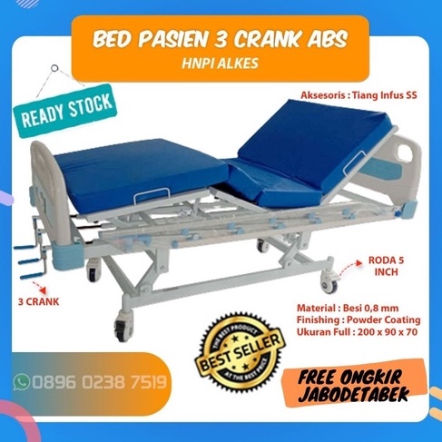 Ranjang bed kasur  Rumah Sakit 2 Engkol  PASIEN 2 manual CRANK ABS