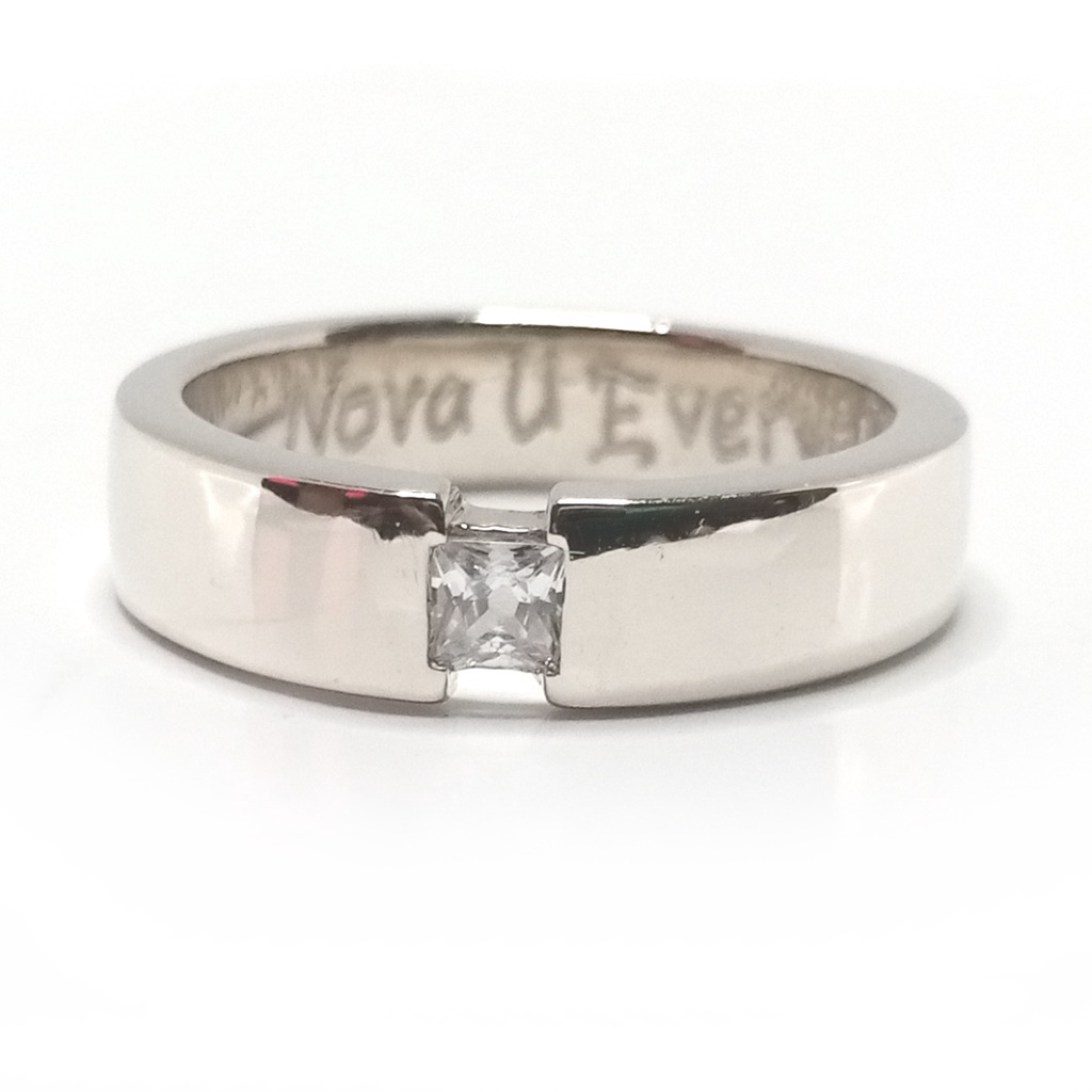 Cincin Silver Single Tunangan Perak Asli Ukir Nama A58