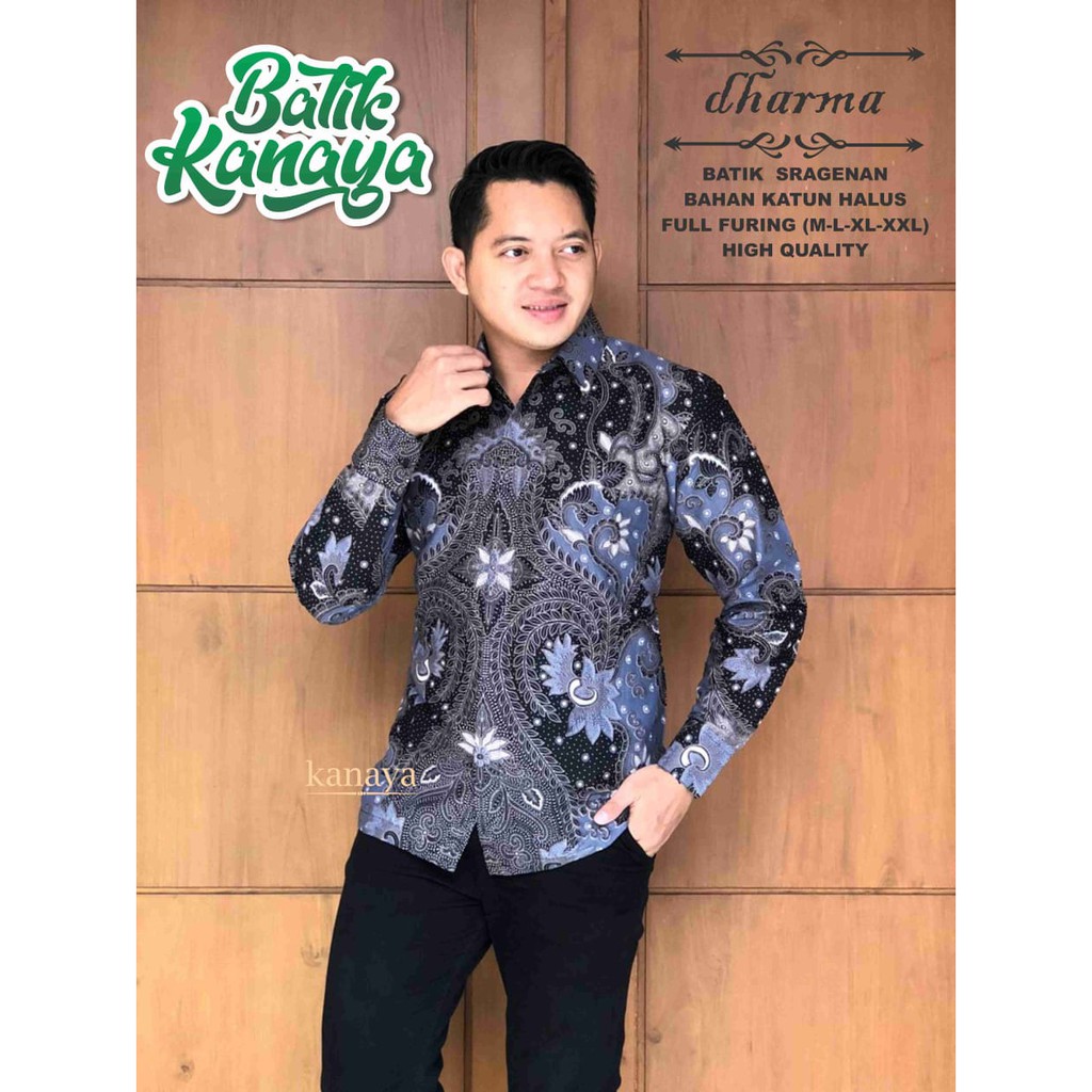 DHARMA KANAYA KEMEJA BATIK SOLO LENGAN PANJANG LAPIS FURING ATASAN BATIK PRIA MODERN