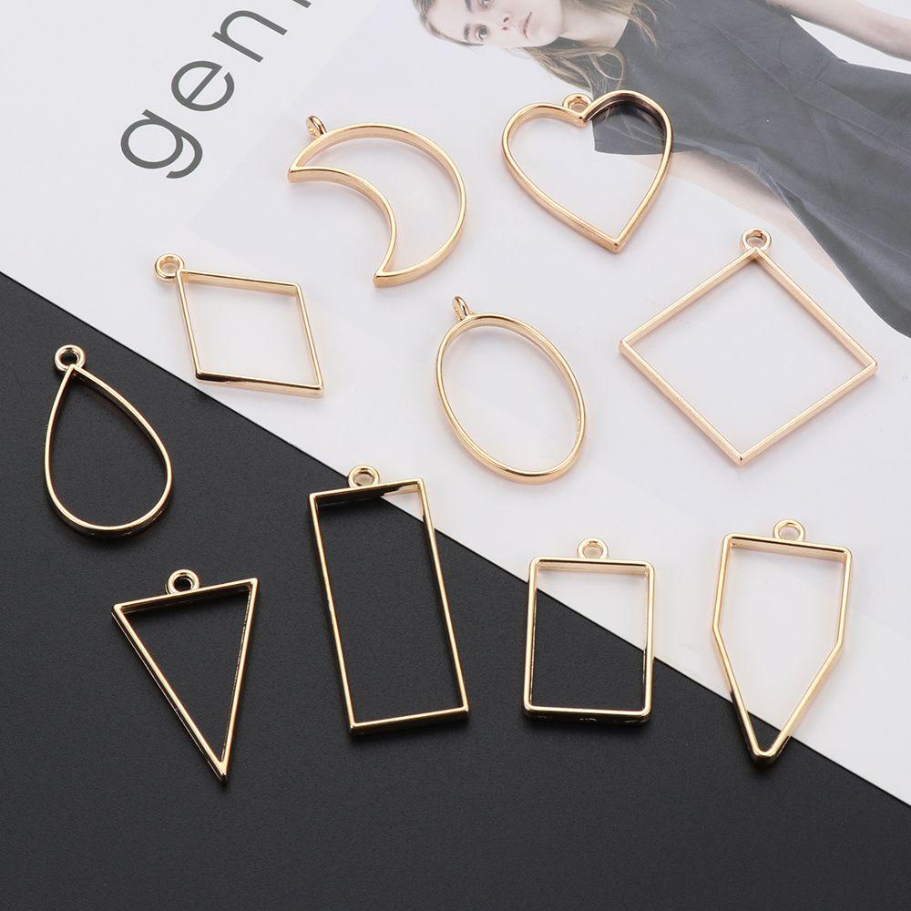 R-flower 10/30pcs Liontin Bingkai Kerajinan Diy Membuat Perhiasan Cabochon Geometris