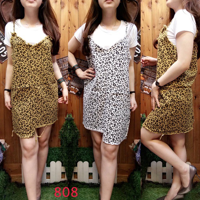 {PROMO} OVERALL ROK JEANS LEOPARD 808 IMPORT BKK