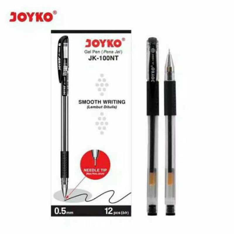 

Pulpen gel pen JOYKO JK 100NT hitam pena lancip (per LUSIN = 12 pcs)