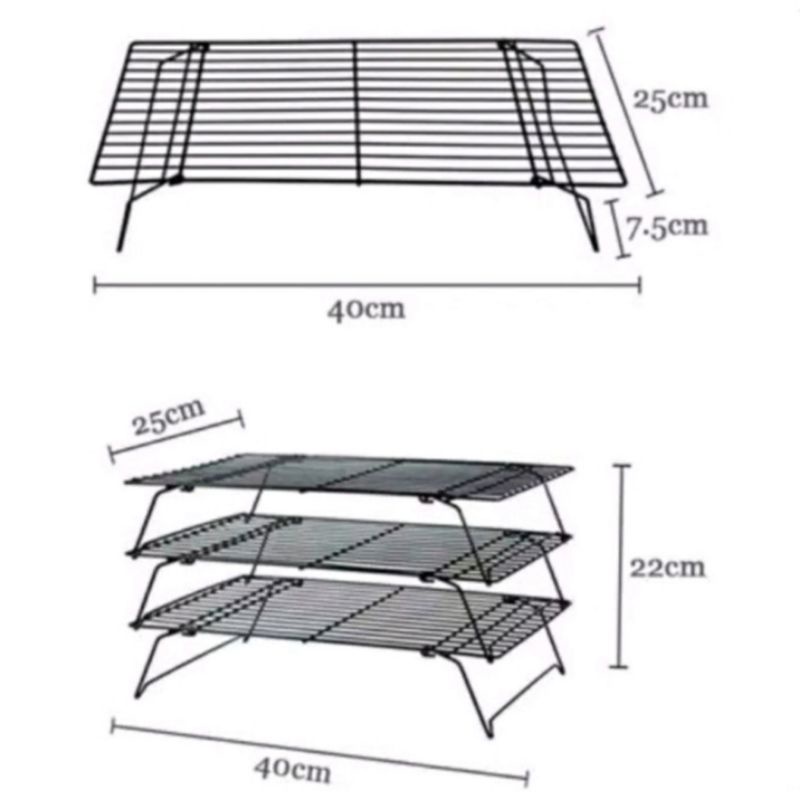 cooling rack kue 3 susun/cooling rack kue ukuran 40x25