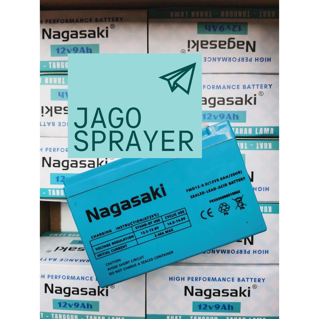 Toko RESMI Aki Sprayer Elektrik Tangki Alat Semprot Pertanian Nagasaki Nagawa 12V 9Ah 15 x 6,4 x 9,9